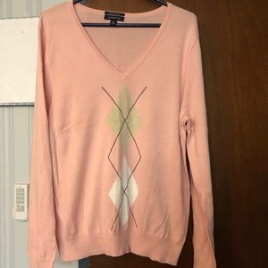 Lands End pink argyle sweater